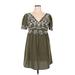 Emery Rose Casual Dress - Mini: Green Dresses - Women's Size 0X