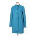 Banana Republic Factory Store Trenchcoat: Mid-Length Blue Print Jackets & Outerwear - Women's Size Small