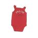 Carter's Short Sleeve Onesie: Red Bottoms - Size 6 Month