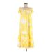 Zara Casual Dress - Midi Square Short sleeves: Yellow Floral Dresses - Women's Size Medium