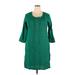 Casual Dress - Shift Scoop Neck 3/4 sleeves: Green Print Dresses - Women's Size 2X-Large