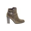 Shoedazzle Ankle Boots: Strappy Stacked Heel Casual Gray Solid Shoes - Women's Size 9 1/2 - Round Toe