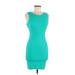 David Lerner Casual Dress - Mini: Teal Solid Dresses - Women's Size Medium