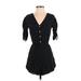 Abercrombie & Fitch Romper V Neck Short sleeves: Black Polka Dots Rompers - Women's Size X-Small