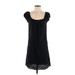 Max Studio Casual Dress - Shift Scoop Neck Short sleeves: Black Solid Dresses - Women's Size X-Small