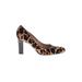 Kenneth Cole New York Heels: Slip On Chunky Heel Cocktail Brown Leopard Print Shoes - Women's Size 9 - Round Toe