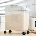 Kokovifyves Storage & Organization Large Airtight 20Lb Rice Container Food Storage Cereal Container Pet Dog Food Container with Wheels + Measuring Cup Flour Grain Container for Household
