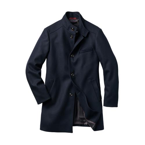 Mey & Edlich Herren Coat Regular Fit Stehkragen Blau einfarbig