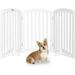 30 Tall White Freestanding Dog Gates for Doorways Trifold Pet Gate Step Over Foldable Gate Wooden 3 Panel Pet Gate Christmas Tree Fence with 3 PCS Foot Supporters Up to 61 Wide