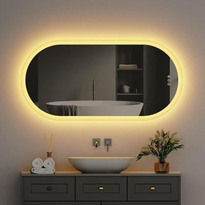 Luvodi - Badspiegel 100x50 Oval led Badezimmerspiegel mit Beleuchtung Wandspiegel mit Touchschalter