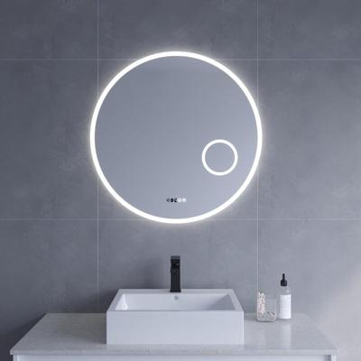 Aquabatos - Badspiegel mit Beleuchtung Rund 80 cm led Schminkspiegel Uhr Kosmetikspiegel Image