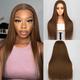 Perruque Lace Front Wig 13x4, cheveux brésiliens lisses, densité 130%/150%/180%, avec cheveux de bébé pré-épilés, pour femmes, cheveux humains longs, couleur #4 marron chocolat