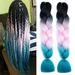 SHUOHAN 6 Packs Ombre .. Jumbo Braiding Hair Extensions .. 24 Inch High Temperature .. Synthetic Fiber Hair Extensions .. for Box Braids Braiding .. Hair (Black to Pink .. to Lake Blue)