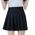 Gzea Mid Length Skirts For Women Women s Fashion High Waist Pleated Mini Skirt Slim Waist Casual Tennis Skirt Black XS