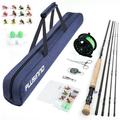 PLUSINNO Fly Fishing Rod and Reel Combo 4 Piece Fly Fishing Starter Kit Include Graphite 5/6 Weight Fly Fishing Pole Fly Reel Fly Fishing Accessories Carrier Bag Fly Box Case & Fishing Flies