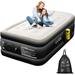 Twin Air Mattress with Built-in Rechargeable Pump Quick Set up Inflatable Mattress under 3 Mins for Camping & Portable Travel Blow up Bed Leak-free Luxury 18 Flocked Air Bed with Raised Pillow Black