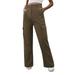 Ladies Casual Pants Solid Color High Waist Velour Straight Leg Classic Wide-Leg Dress Stretch Business Long Trousers Fashion Lightweight Golf Office Slacks with Pockets
