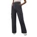 Ladies Casual Pants Solid Color High Waist Velour Straight Leg Classic Wide-Leg Dress Stretch Business Long Trousers Fashion Lightweight Golf Office Slacks with Pockets