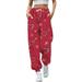 Women s Casual Pants Love Printing Loose Sweatpants Tall Waist Lightweight Wide-Leg Dress Stretch Business Long Trousers Fashion Classic Golf Office Slacks with Pockets