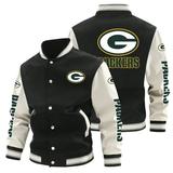 Mens Long Sleeve Varsity Jacket Causal Slim Fit Bomber Jackets for Couples American Rugby Soccer Jersey Printing NFL - Green Bay - Packers