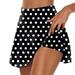 Vadktai Deals Women s Casual Stretchy Mini Skater Skirt with Shorts High Waist Tennis Skirts Inner Shorts for Ladies Print Mini Skirt