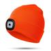 Etsfmoa Unisex LED Beanie Hat with Light Gifts for Kids Boys and Girls Children USB Rechargeable Hands Free 4 LED Headlamp Cap (Bright Orange)