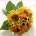 marioyuzhang Sunflower 5 Heads Beauty Sunflower Artificial Silk Flower Bouquet Home Floral Decor Yellow