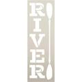 River Stencil With Paddle By Studior12 | DIY Summer Home Or Camper Decor | Canoe & Kayak Outdoor Adventure Word Art | Craft & Paint Wood Signs | Reusable Mylar Template | Select Size (6 X 18 Inch)