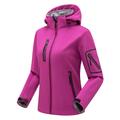 Women's Hiking Softshell Jacket Hoodie Jacket Winter Fleece Jacket Waterproof Outdoor Solid Color Thermal Warm Windproof Lightweight Fleece Lining Outerwear Windbreaker Trench Coat Skiing Climbing