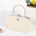 Women's Clutch Evening Bag Wristlet Clutch Bags Polyester Party Bridal Shower Holiday Rhinestone Pearls Crystals Large Capacity Durable Multi Carry Solid Color Ivory white