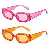 Vintage Women Men Eyewear Square Sun Glasses Rectangle Sunglasses 90s Sunglasses Chunky Sunglasses CLEAR ROSE RED & CLEAR ORANGE