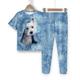 Mädchen 3D Hund Pyjama-Set mit T-Shirt und Hose Rosa Kurzarm 3D-Druck Sommer Frühling Herbst Aktiv Modisch Kuschelig Polyester kinderkleidung 3-12 Jahre Rundhalsausschnitt Heim Normal Innen Regular