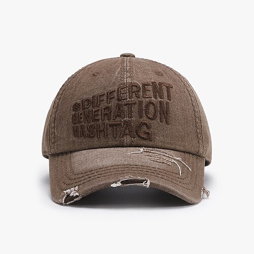 Herren Cap Basecap Sonnenhut Kappe Schwarz Blau 100% Baumwolle Bestickt Zerrissen Modisch Brautkleider schlicht Strasse Täglich Buchstabe Einstellbar Sonnenschutz Atmungsaktiv Image
