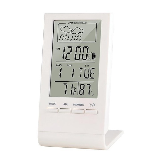 LED-Digitaluhr, Thermometer, Hygrometer, Anzeige, Wecker, Wetterstation für drinnen und draußen, automatische elektronische Temperatur- und Feuchtigkeitsüberwachung Image