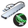 USB 3.0 USB C Naben 8 Häfen 8-in-1 USB-Hub mit USB 3.0 5V / 1,5A Stromversorgung Für Laptop Smartphone