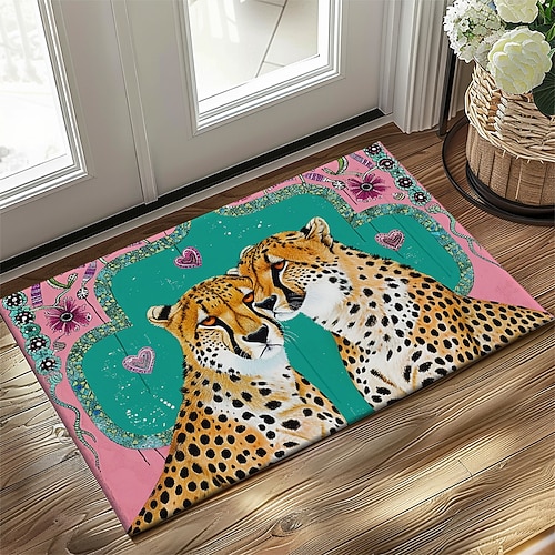 Duo-Leoparden-Fußmatte, Fußmatten, waschbare Teppiche, Küchenmatte, rutschfester, ölbeständiger Teppich, Innen- und Außenmatte, Schlafzimmerdekoration, Badezimmermatte, Eingangsteppich Image