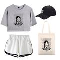 4-teiliges Mittwochs-Addams-Shorts mit Aufdruck, Crop-Top, Baseballkappen, Leinen, Tragetaschen, Set, T-Shirt, Shorts, Co-Ord-Sets für Damen-Erwachsenen-Outfitsamp; passender lässiger täglicher