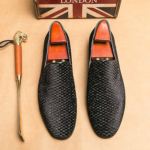 Herren Loafer Slip On Übergrössen Loafer fahren Wanderschuhe Geschäftlich Britisch Hochzeit Party Abend St. Patricks Day Stoff Schwarz Weiß Blau Frühling Herbst Image