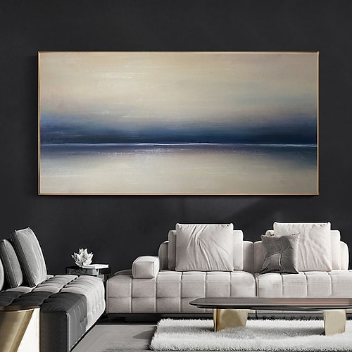 Handgefertigtes Ölgemälde auf Leinwand, Wandkunst, Dekoration, abstrakte Messermalerei, Landschaft, grau, für Wohnkultur, gerollt, rahmenlos, ungedehnt Image