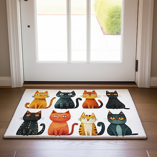Bunte Katzen-Fußmatte, Fußmatten, waschbare Teppiche, Küchenmatte, rutschfester, ölbeständiger Teppich, Innen- und Außenmatte, Schlafzimmer-Dekoration, Badezimmermatte, Eingangsteppich Image