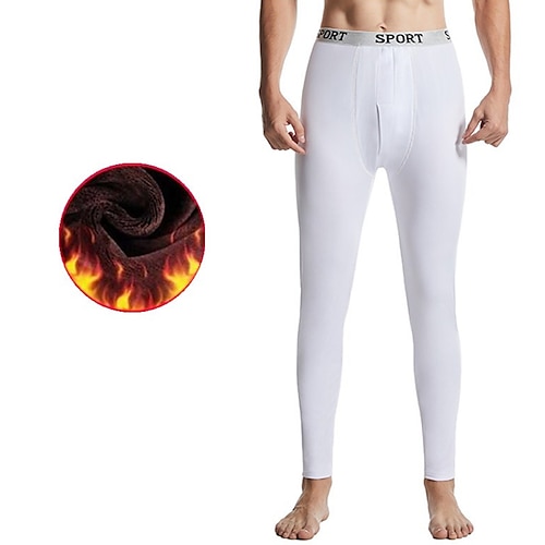 Herren Lange Unterhosen Thermounterwäsche Thermohose Einfach Stilvoll Lässig Komfort Täglich Heim Spandex Polyester Komfort Hose Sommer Frühling Schwarz Weiß Image