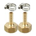 Unique Bargains 2pcs 1/4 Barb x 3/8 NPT Female Brass Fitting Hose Adapter 6mm OD Brass Hose Fitting with 2 Clamps