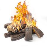 Heyfurni 10pcs Large Ceramic Firepit Gas Fireplace Logs Decorative Faux Wood Log Set for Indoor Outdoor Gas Insets Vented Ventless Electric Ethanol Gel Fireplaces