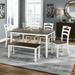 CoSoTower 6 Piece Dining Table Set with Bench Table Set with Waterproof Coat Ivory and Cherry