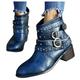 Mother s Day Gifts Tawop Fall Boots for Women 2024 Ankle Boots for Women Cowboy Boots for Women Boots Short Bootie Cowboy Motorcycle Leather Shoes Ankle Boots Blue 5.5