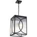 Outdoor Pendant Light 3-Lights Exterior Porch Hanging Ceiling Lighting Outdoor with Clear Ribber Glass for Entryway Patio Doorway Hallway