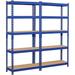 TJUNBOLIFE 2 PCS 5-Tier Utility Shelves Metal Shelves Garage Shelving Unit Adjustable Garage Shelves Racks Heavy Duty Shed Shelving - Neptune Blue 27.5 x 12 x 60 Inch