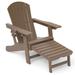 Outdoor Patio Adjustable HDPE Resin Adirondack Chair Adjustable Recliner Adjustable Seat Brown