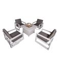 Aluminum Patio Furniture Set 5 Pieces Outdoor Sectional Conversation Set with 41.34 Fire Pit Table Swivel Chair and Armchair All-Weather Modern Seating Set for Backyard - 2 Swivel + 2 Armchair