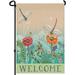 Welcome Y all Garden Flag Double Sided Yard Flags Pink Rose Flower Leaves Wreath Dark Blue Wood Texture Garden Flags for Outside Outdoor Holiday Lawn Banners 12.5 x 18 Inch
